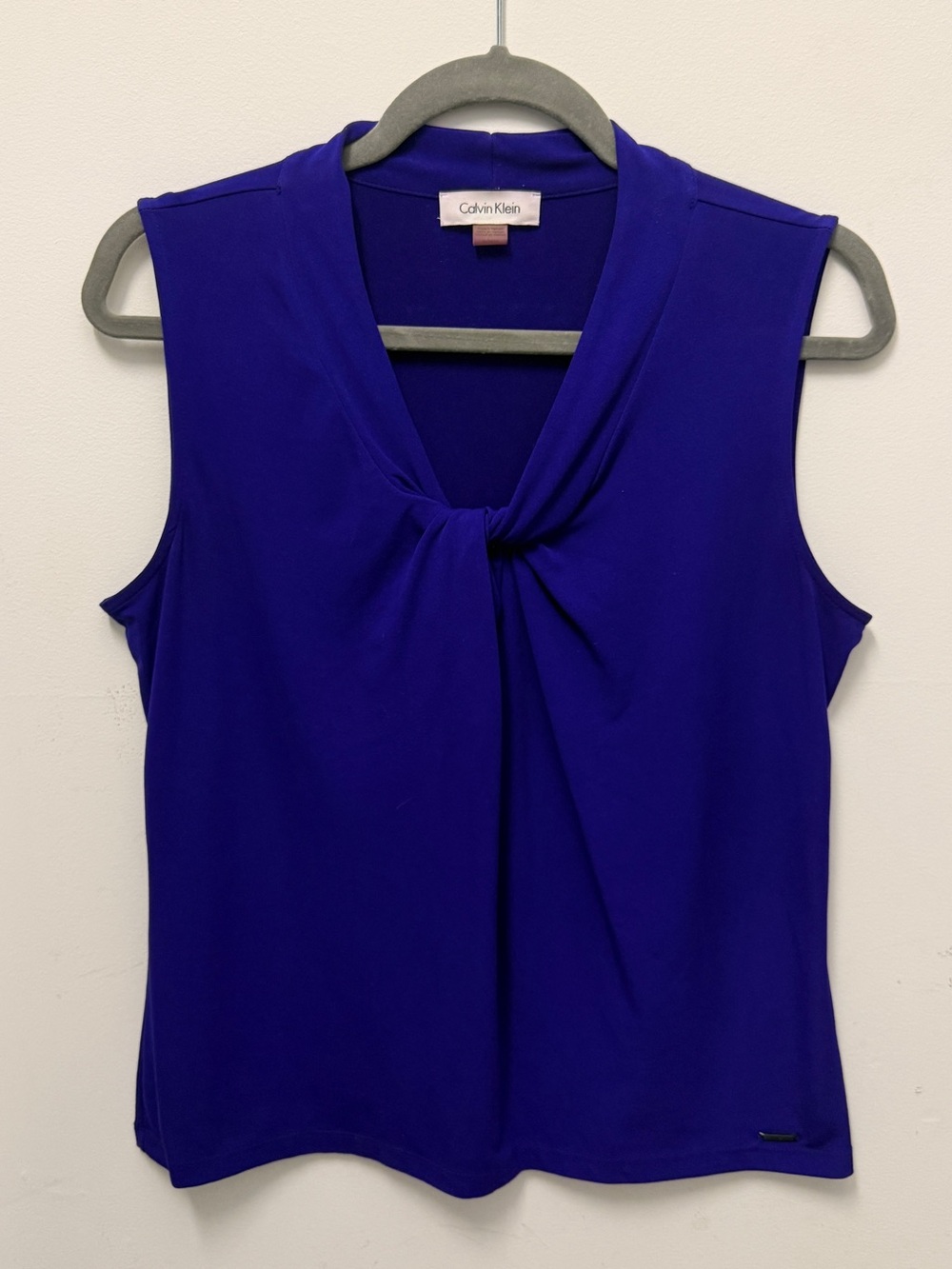 Calvin Klein Knot-Front Sleeveless Tank— Royal Blue